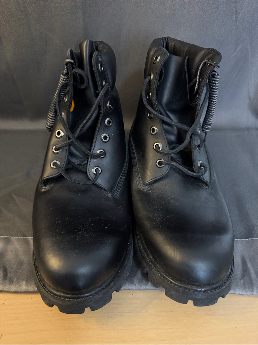 Timberland Black Lace-Up Leather Work Boots